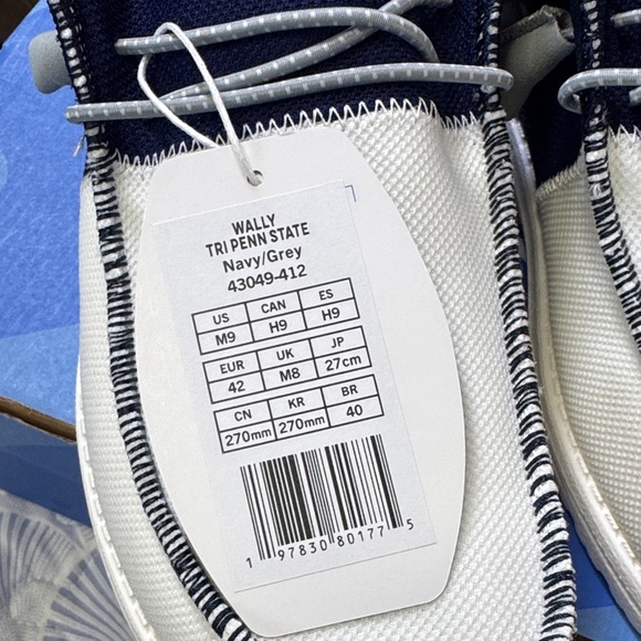 Hey Dude Wally Tri Penn State Slip On Shoes Navy Grey Men’s 9 NWT - Picture 3 of 8